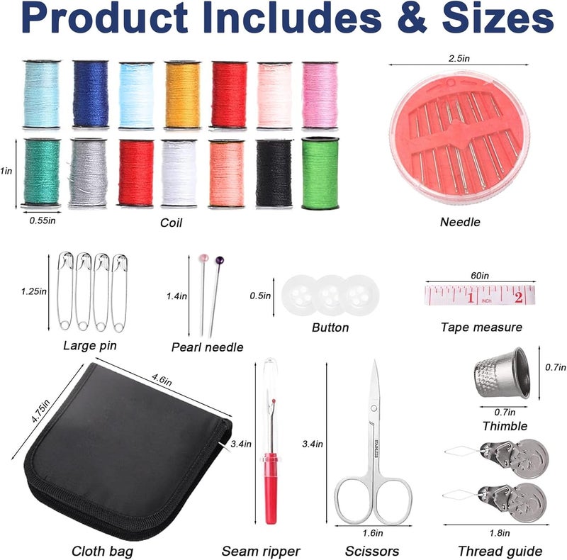 SHANDERBAR Sewing Kit with Case, Portable Needle and Thread Kit with Sewing Supplies and Accessories, Ideal for Adults,Beginners,Travelers,Home,Emergency, Includs Scissors,Measure Tape,Needle Threader and More - Image 2